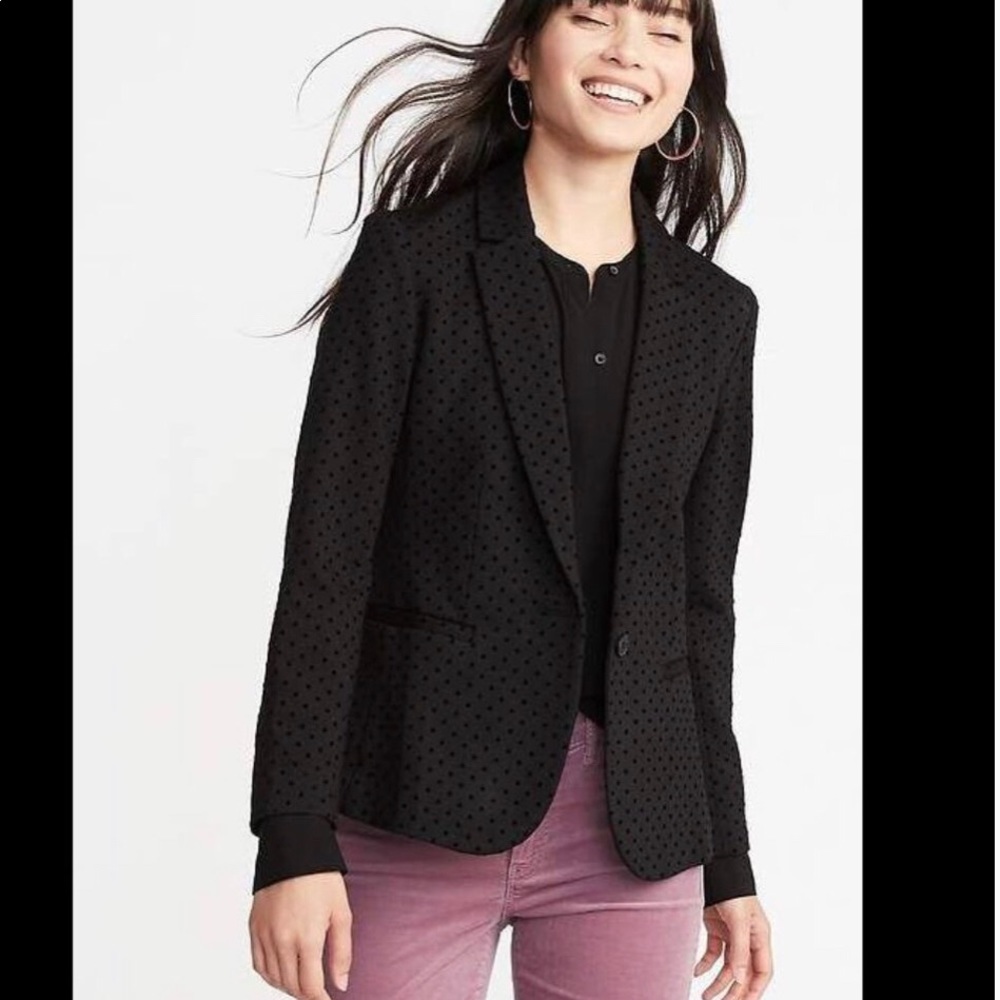NWOT old navy black polka dot ponte blazer S